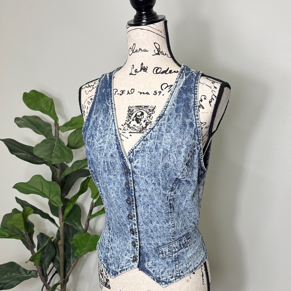 VTG Denim Button-Up Vest Made in USA Size 5/6 Retro